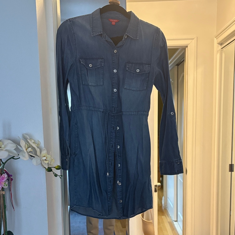 Guess Blue Denim Shirt Dress